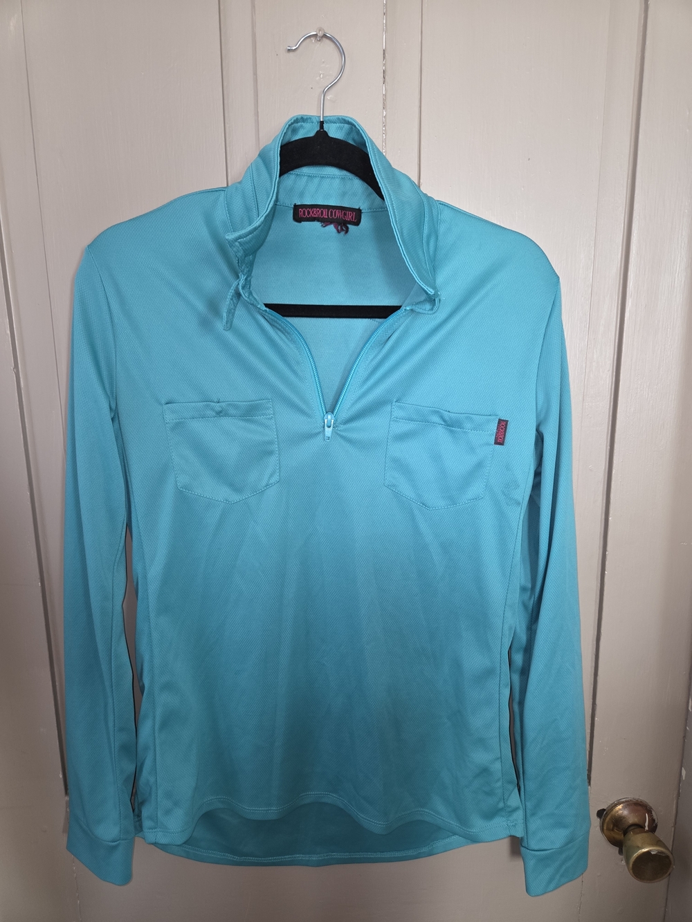 Rock & Roll Cowgirl Turquoise Long Sleeve 1/4 Zip Pullover